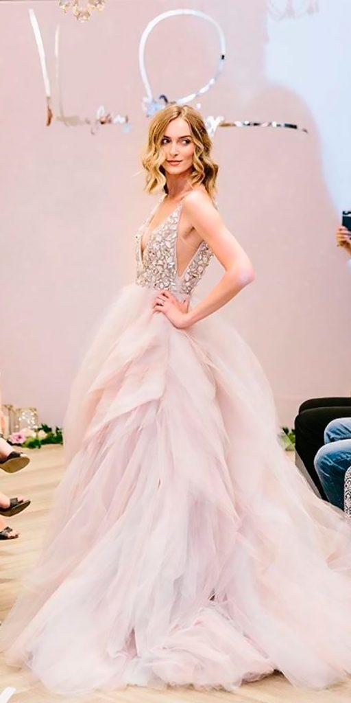wedding dresses fall 2018 blush sleeveless heavily beaded bodice ruffled skirt miss hayley paige