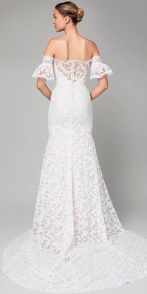 wedding dresses fall 2018 lace fit and flare off the shoulder with detached sleeves lela rose