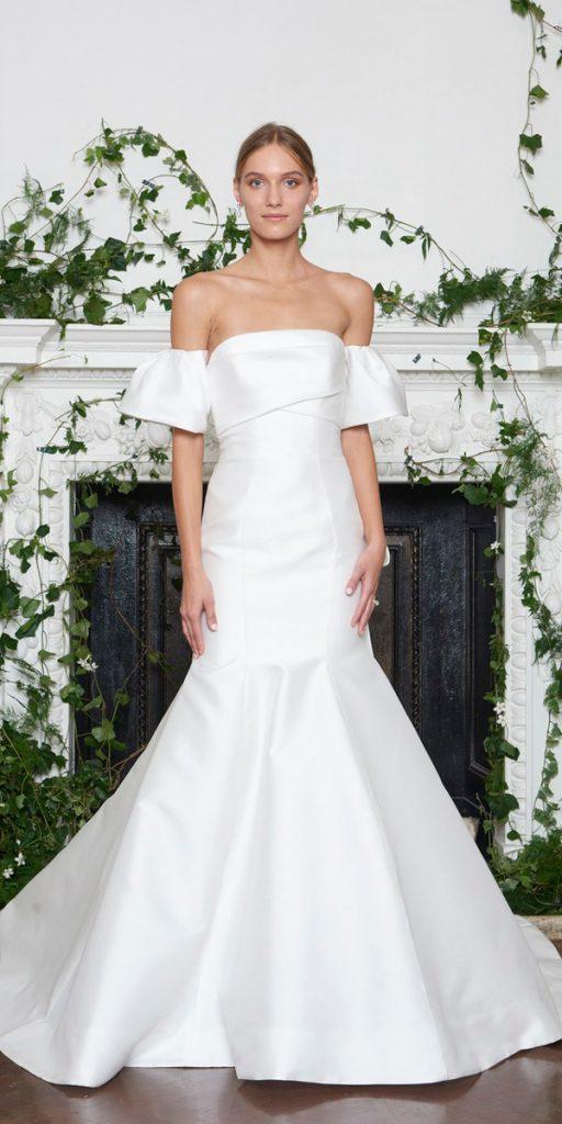 wedding dresses fall 2018 simple mermaid off the shoulder with detached slevees monique lhuillier