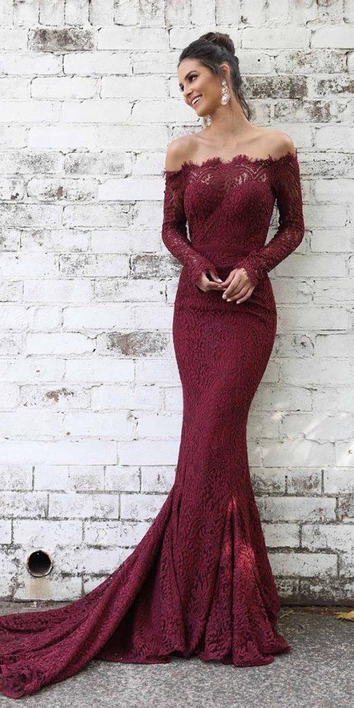  winter wedding guest dresses long with sleeves burgundy lace ellezeitoune designs