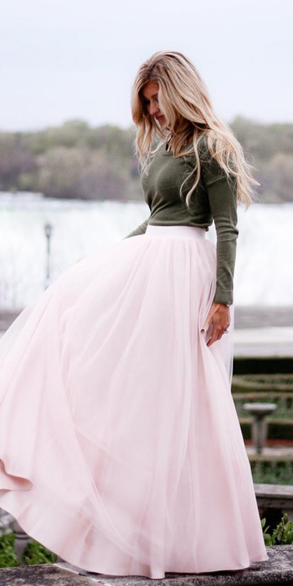 Winter Wedding Guest Dresses With Sleeves Pink Skirt Bliss Tulle