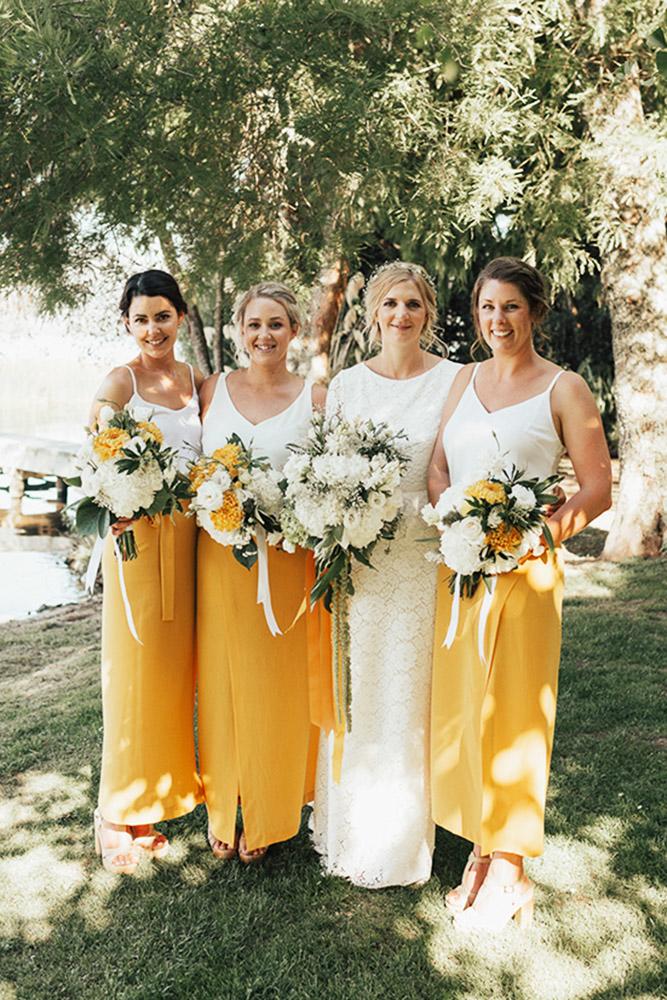 yellow bridesmaid dresses long with spaghetti strap white top bespoke photography