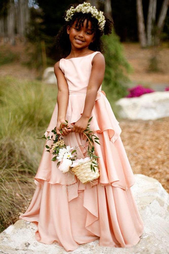 country flower girl dresses a line with cap sleeves colored pink kirstie kelly