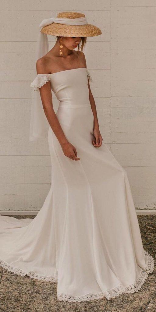  daughters of simone bohemian wedding gowns simple sheath off the shoulder