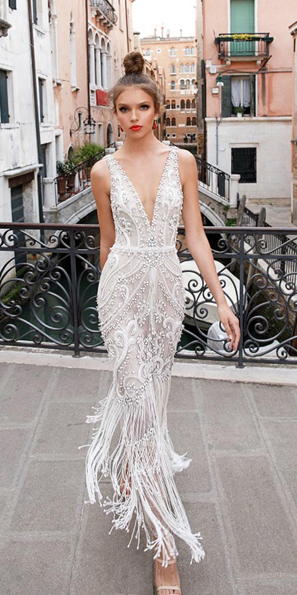 julie vino wedding dresses 2018 plunging neckline beaded sequins sleeveless lace