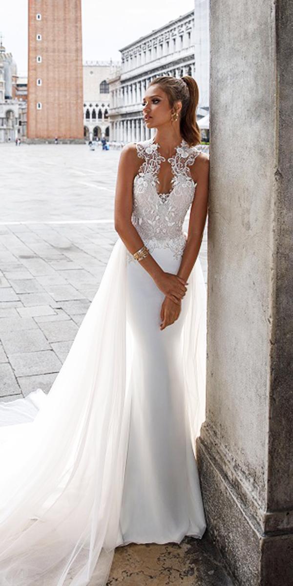 julie vino wedding dresses 2018 sheath lace beaded top satin skirt