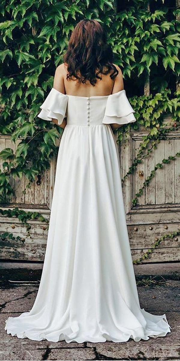 lace back wedding dresses a line off the shoulder with buttons elizabeth dye