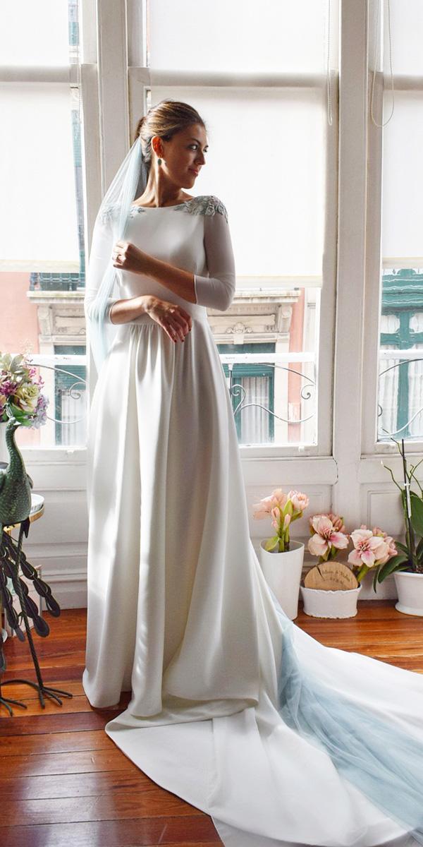 lace back wedding dresses a line with long sleeves train alicia rue daatelier