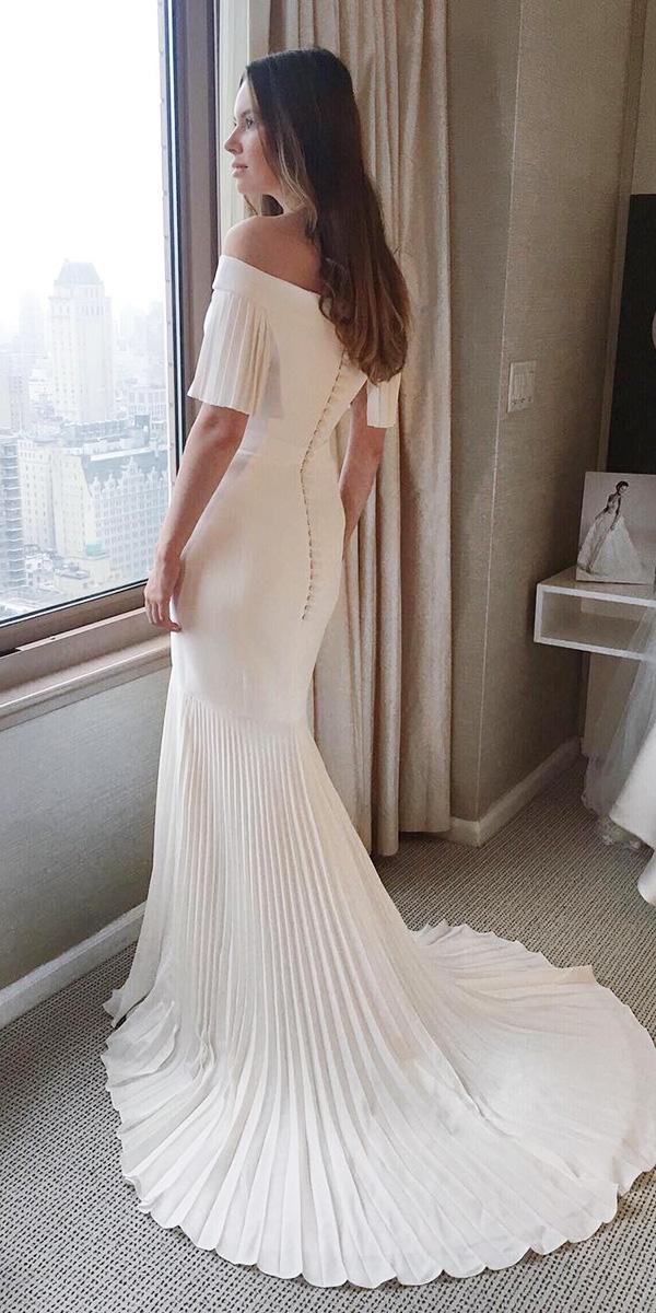 lace back wedding dresses trumpet off the shoulder suzanne neville