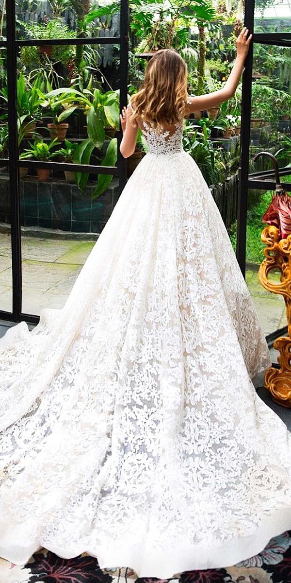 milla nova wedding dresses ball gown tatto effect lace embellishment