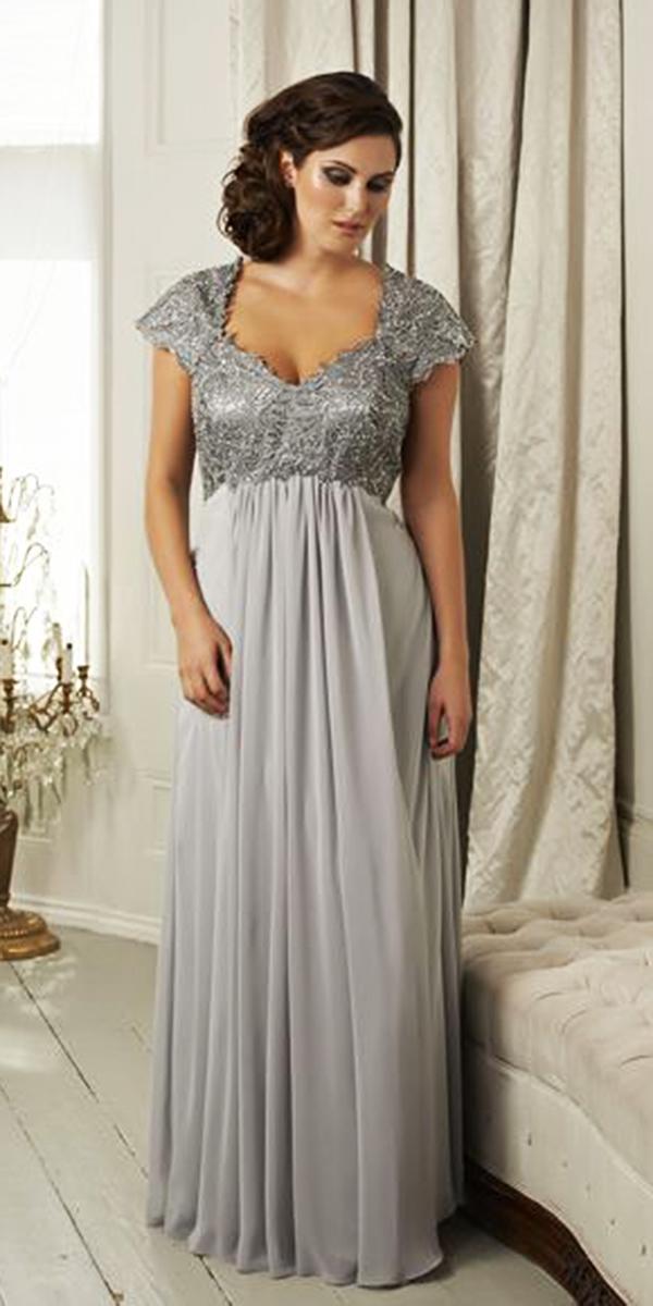 plus size mother of the bride dresses long with cap sleeves grey darius cordell