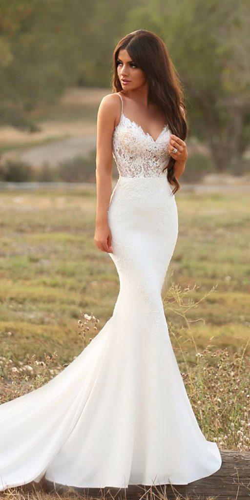 mermaid with straps satin skirt romantic bridal gowns enzoani