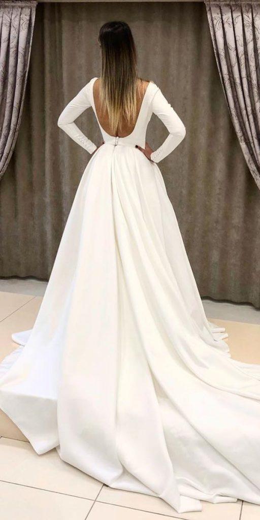  simple wedding dresses with sleeves a line low back daigelinlik