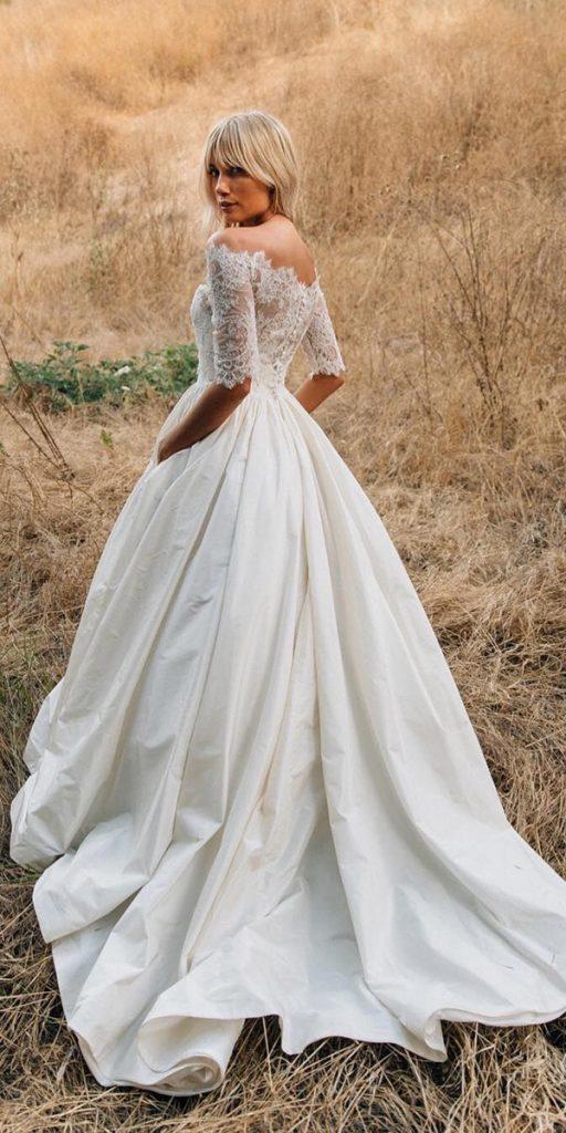 simple-wedding-dresses with sleeves ball gown of the shoulder lace top leaann belter bridal
