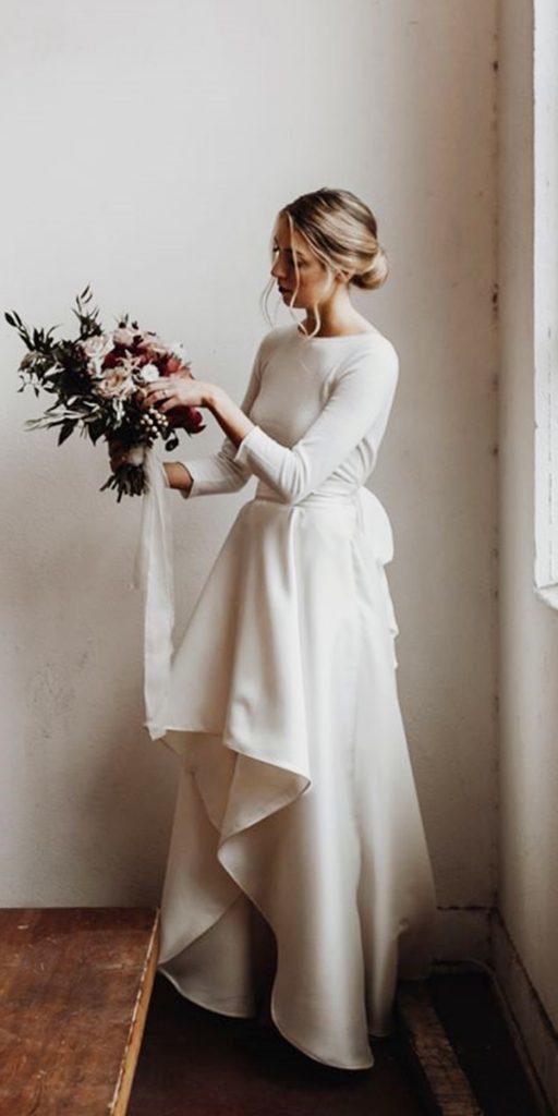 simple wedding dresses with sleeves high low classy olivia strohm