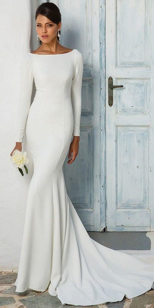 simple wedding dresses with sleeves mermaid elegant justin alexander