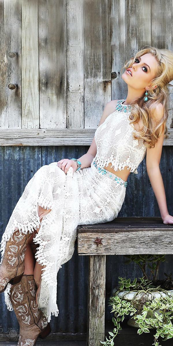 barnyard wedding dresses rustic with boots sherri hill