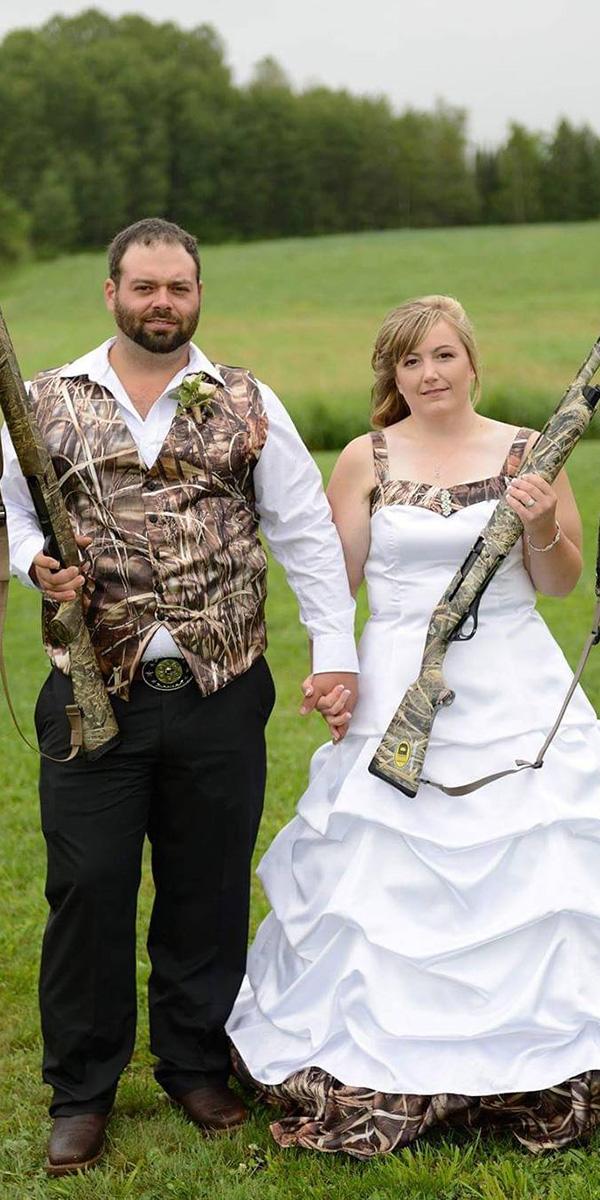 camo-wedding-dresses-jacket-sleveless-ideas-for-groom-northern-ontario-huntress-wedding