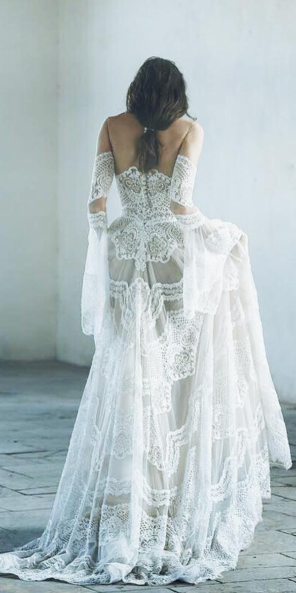 lee petra grebenau wedding dresses a line with detached sleeves full unique lace buttons boho