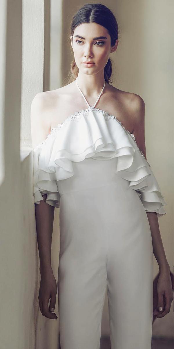 lee petra grebenau wedding dresses jumpsuits halter neck modern trend 2018