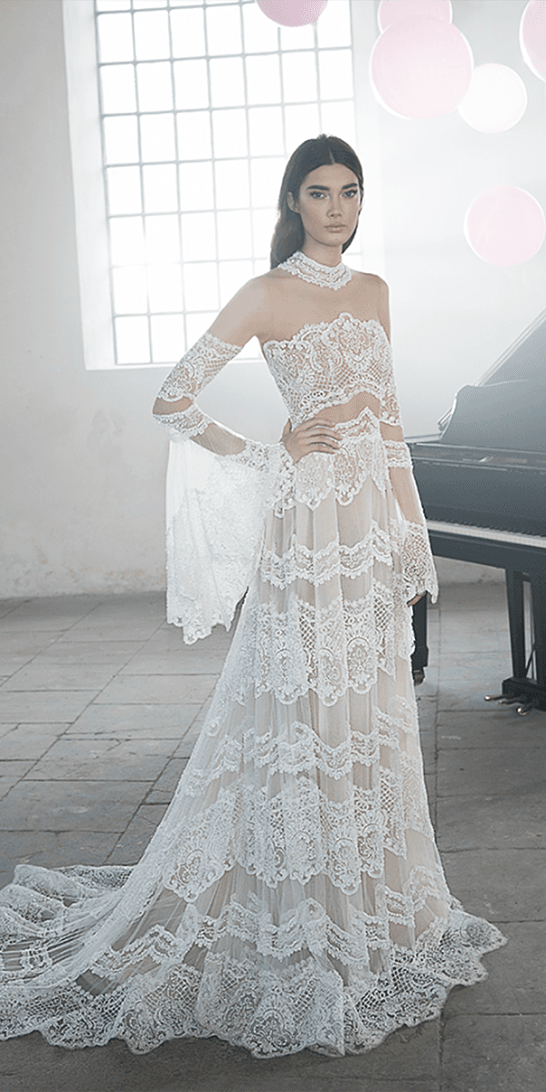lee petra grebenau wedding dresses with detached sleeves exquisite lace boho 2018