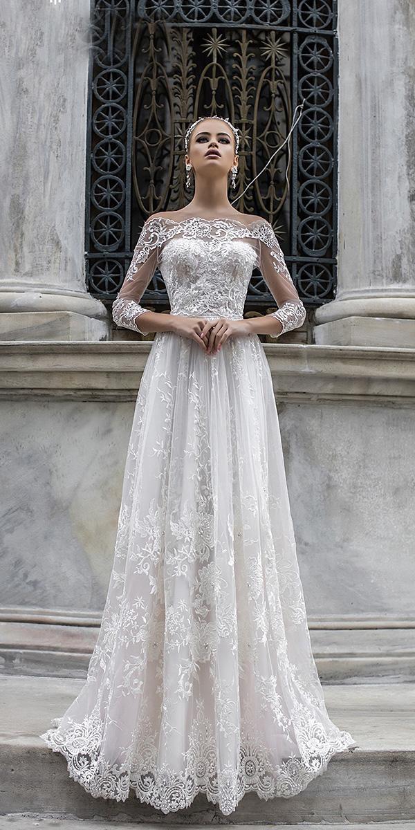 liretta wedding dresses with illusion sleeves off the shoulder lace modern 2018
