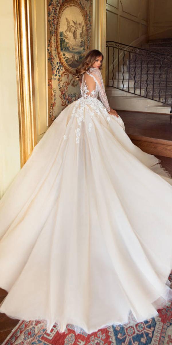 milla-nova-wedding-dresses-ball-gown-with-illusion-sleeves-floral ...