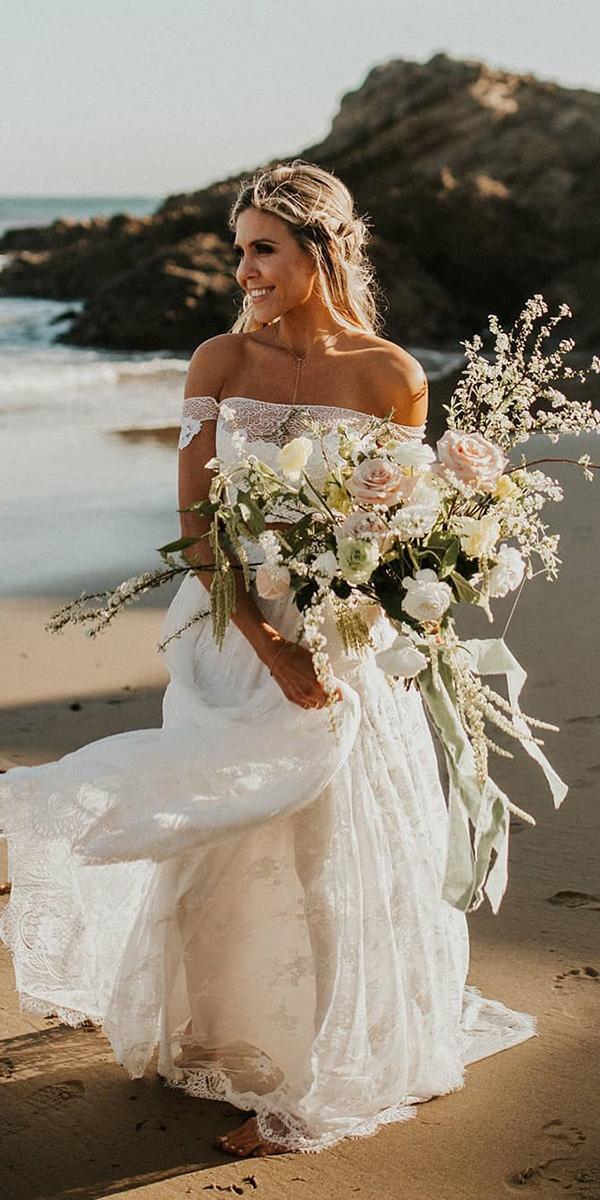 off the shoulder wedding dresses beach modest a line grace loves lace