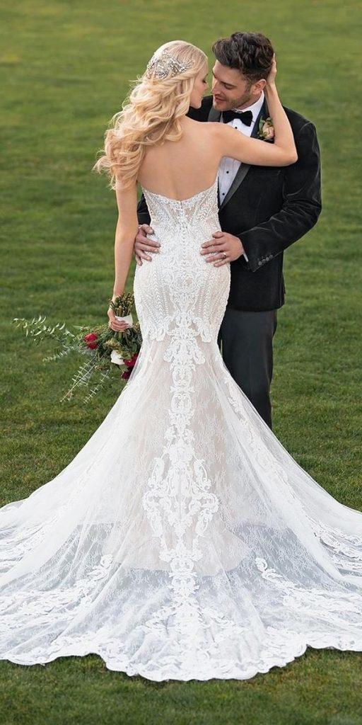  open back wedding dresses fit and flare lace with train lace martinalianabridal