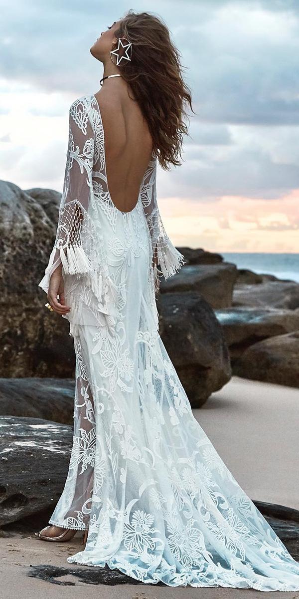 Open back wedding dresses with long sleeves lace boho junebug weddings Wedding Dresses Guide