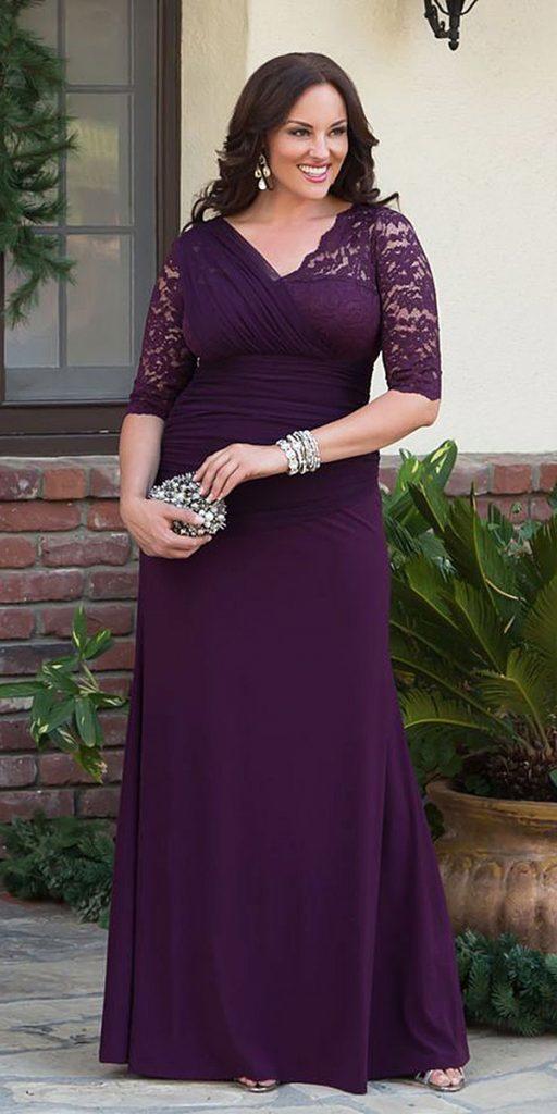 plus size mother of the bride dresses long with three quote sleeves lace kiyonna