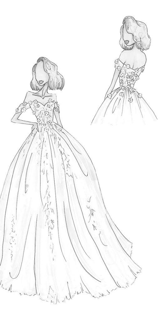 riki dalal wedding dresses bridal sketches a line off the shoulder sweetheart neckline style juliet