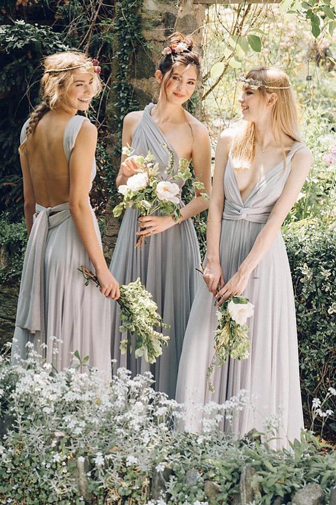 rustic bridesmaid dresses long grey country two birds bridesmaid