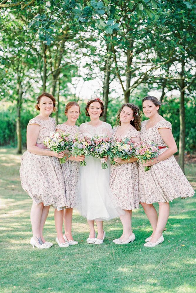rustic bridesmaid dresses neutral short with floral embellishment theresa furey photography