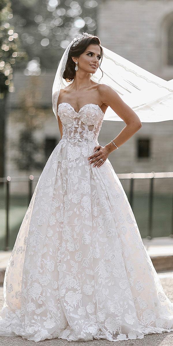 wedding dresses 2018 a line sweetheart strapless lace galia lahav
