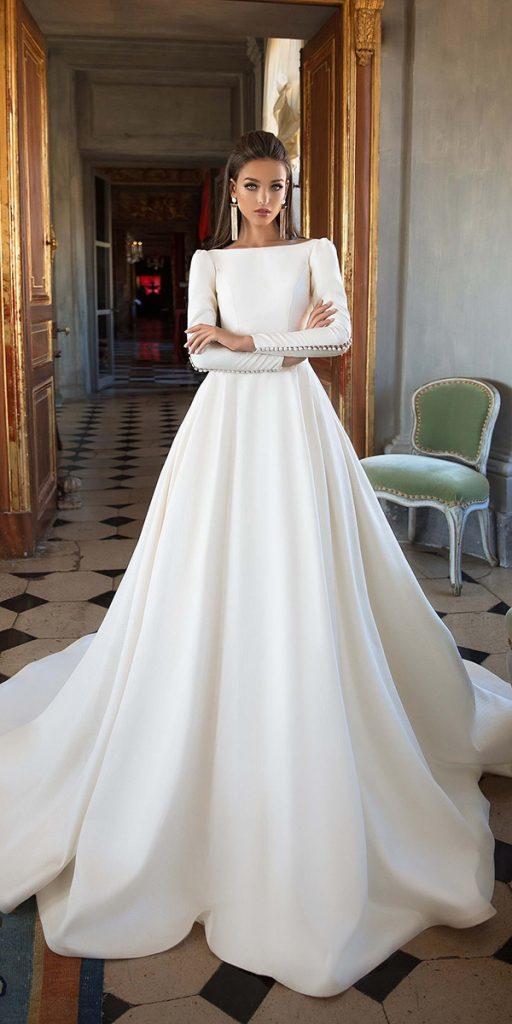 wedding dresses 2018 ball gown with long sleeves simple modest milla nova
