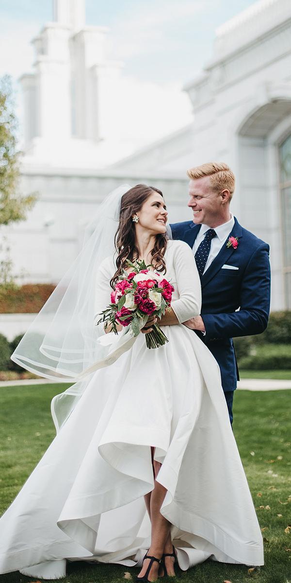 wedding dresses 2018 high low with long sleeves simple anne barge