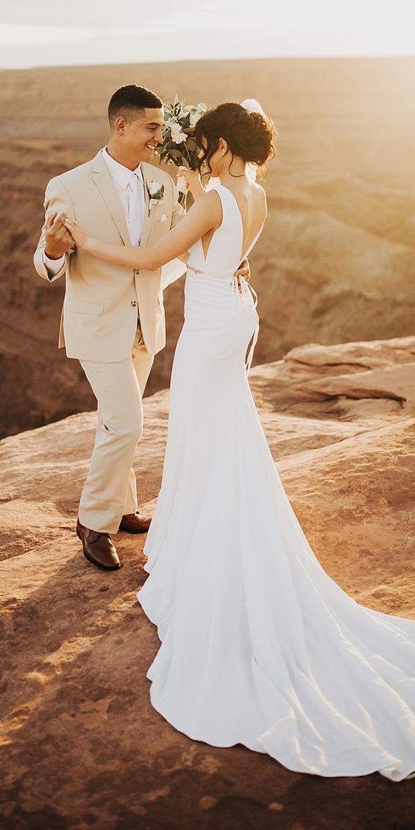 wedding dresses 2018 sheath v back simple with train kierstin jones