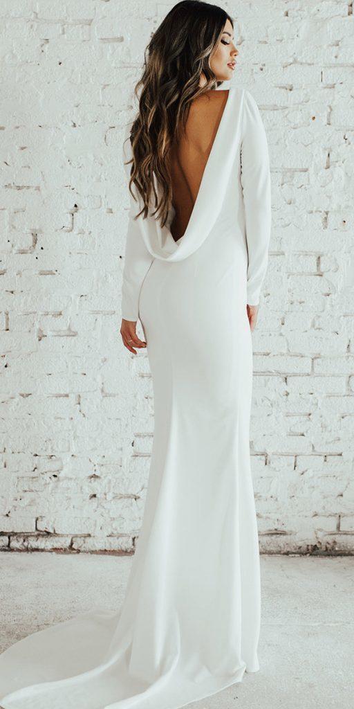 wedding dresses 2018 sheath wth long sleeves open back simple katie may