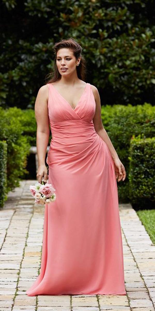 wedding party dresses v neckline simple long for plus size watters