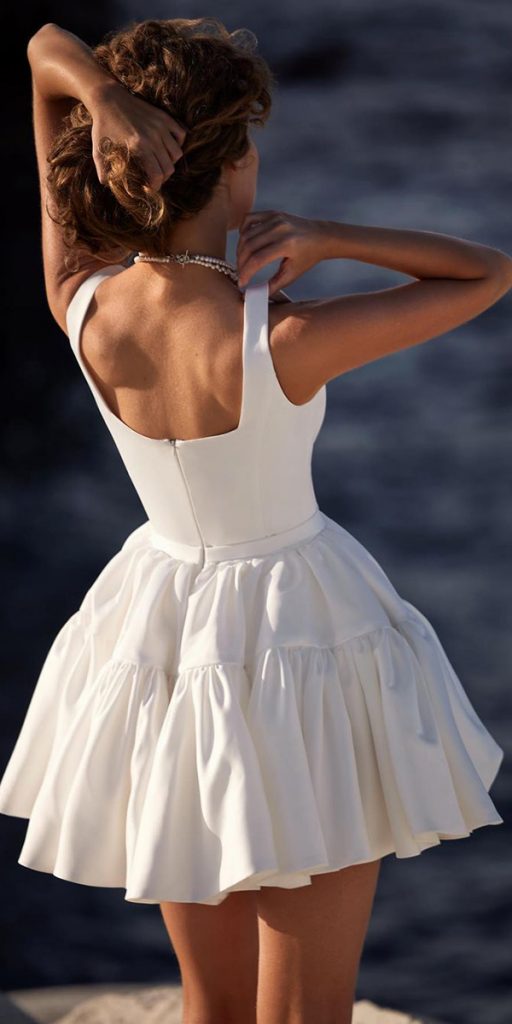 white elegant gowns short beach country sexy millanova