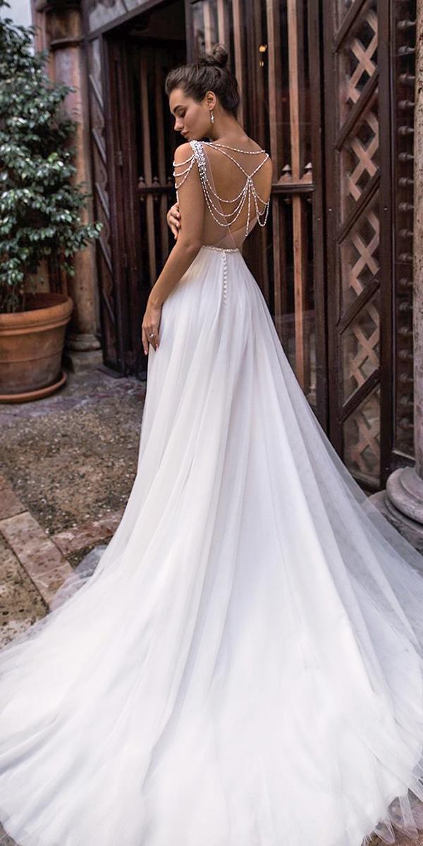 white elegant gowns with train beaded back vintage romantic nora naviano