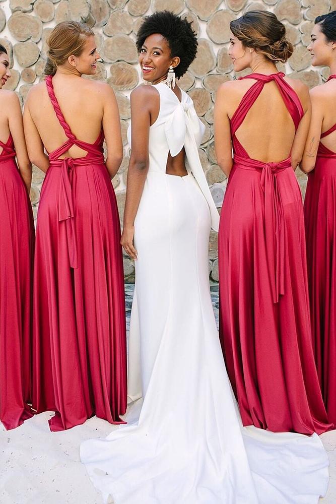  burgundy bridesmaid dresses mismatched long bright jacquicole
