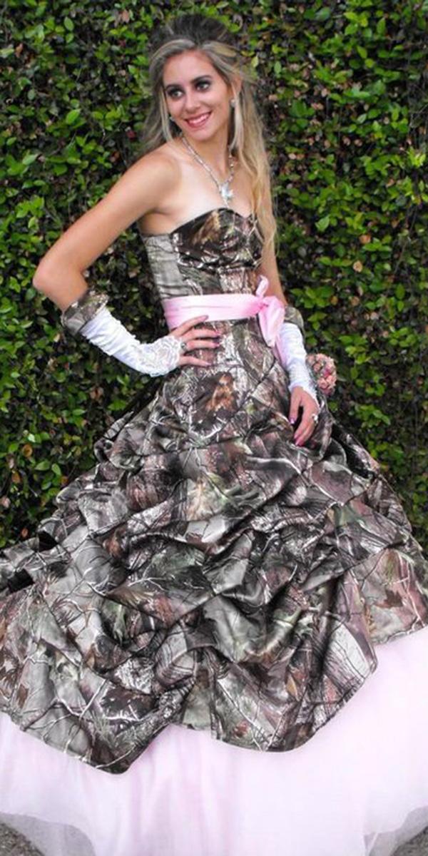 Pink camouflage wedding discount dresses