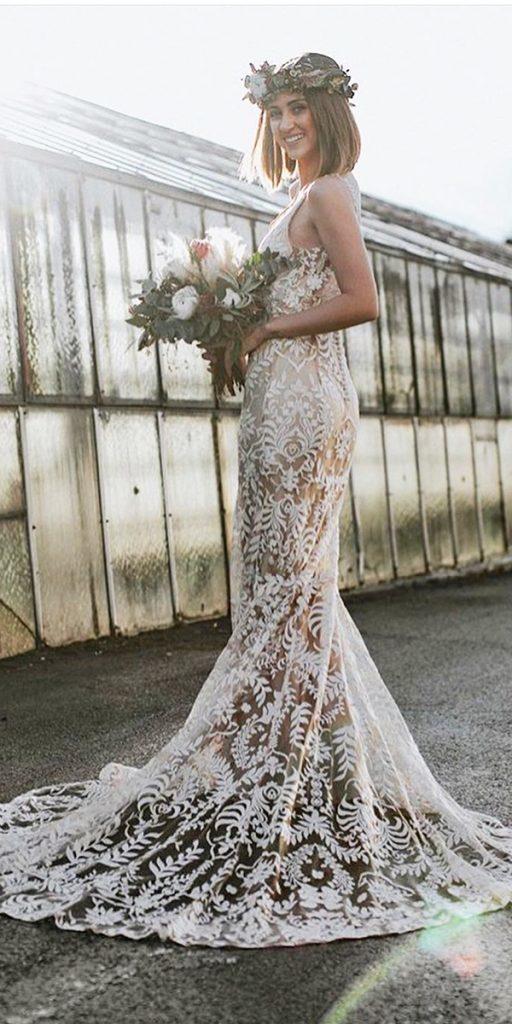 Country wedding dress with lace