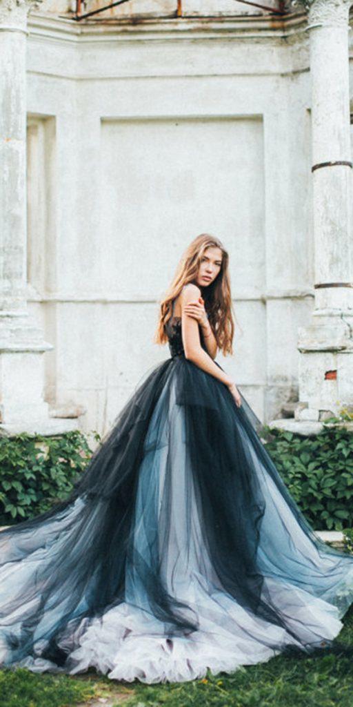 gothic wedding dresses a line black and white tulle skirt mywon bridal