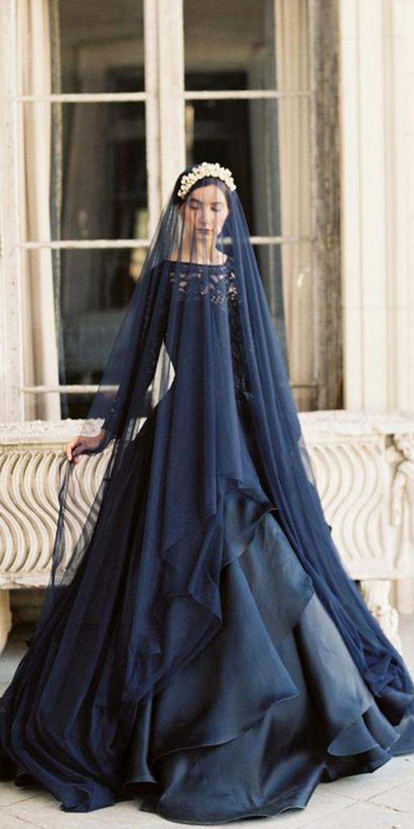 gothic wedding  dresses  a line with long sleeves veil  