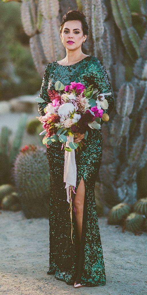 green wedding dresses sequin sheath with hit badgley mischka