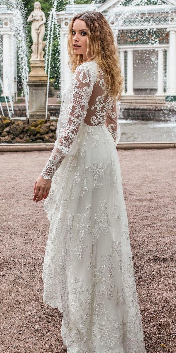 longsleeveweddingdressesfullembellishmentsheathalineoverskirt