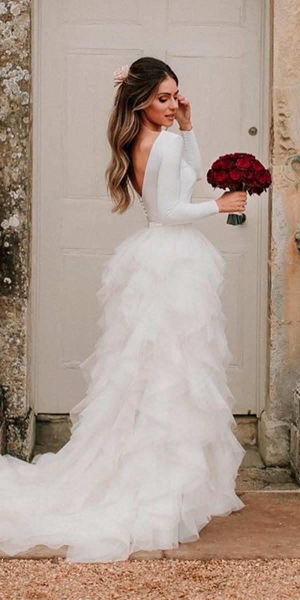 long sleeve straight wedding dress
